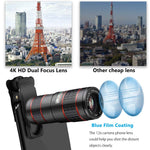 Phone Camera Lens, OYRGCIK 5 in 1 Phone Lens Kit 12X Zoom Telephoto Lens with Telescope + Fisheye Lens + Wide Angle Lens + Macro Lens Compatible with iPhone X XS Max 8 7 Plus Samsung S10 S10e S9 S8