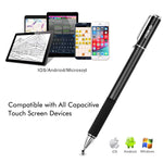 MEKO(TM) (2 Pcs)[2 in 1 Precision Series] Disc Stylus/Styli Bundle with 4 Replaceable Disc Tips, 2 Replaceable Fiber Tips for All Touch Screen Devices - (Black/Purple)