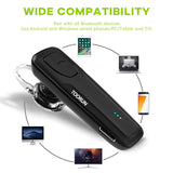 TOORUN Bluetooth Headset 10 Hours Playing Time with Voice Reminder and Noise Cancelling Mic Compatible with Android and iOS Smart Phones-Black