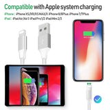 iPhone Charger,MFi Certified Lightning Cables 5Pack 2X3FT 2X6 10FT to USB Syncing Data and Nylon Braided Cord Charger for iPhone Xs/Max/XR/X/8/8Plus/7/7Plus/6S/6S Plus/SE/iPad and More - Silver