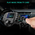 LASAR Bluetooth FM Transmitter,Wireless Radio Adapter Hands-Free Calling Car Kit QC3.0 and Smart Dual USB Port W 1.7” Display, Support USB Drive,AUX Input/Output, TF Card MP3 Player