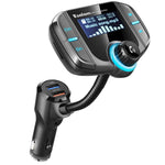 Car Bluetooth FM Transmitter, ESOLOM Wireless in-Car USB FM Radio Transmitter, MP3 Player Hands-Free Calling Car Kits with Dual USB Port Car Charger 5V/2.4A&1A, Support Voltage Detection (styleB)