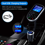 Bluetooth FM Transmitter, IEhotti Big Screen Car Bluetooth Radio Adapter Full FM Car Kit w/3 USB Ports[Fast Charge], HandsFree Calling,Support Bluetooth/U Disk/AUX/TF-Card, Extra 3-in-1 Charging Cable
