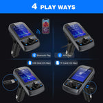 FM Transmitter, Nulaxy 1.8" Color Screen Bluetooth FM Transmitter Wireless In-Car Radio Adapter w/ Car Battery Voltage Reading, Handsfree Calling, USB Drive, TF Card, AUX, EQ Mode - KM34, Black