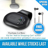 SUNITEC AUTO Power ON Bluetooth Handsfree Car Kit with Vibration Sensor for Hands-Free Call, Support GPS, Music, Wireless in Car Visor Speakerphone Kits for iPhone, Samsung and etc [2 Year Warranty]