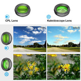 Apexel Cell Phone Camera Lens Kit -Remote Shutter+ Phone Tripod+ 6 in 1 Phone Lens -Metal 16X Telephoto Zoom Lens/Wide Angle/Macro/Fisheye/Kaleidoscope/CPL for iPhone X 8 7 6 Plus Samsung Smartphone