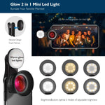 Cell Phone Camera Lens Kit，GLHMOGM 15X Macro and 0.45X Wide Angle Phone Lens Kit with LED Light and Travel Case,iPhone Camera Lens for iPhone X/XS/8/7/6 Plus, Samsung, Pixel and More
