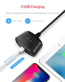 BESTEK 150W 2-Socket Cigarette Lighter Power Adapter DC Outlet Splitter 3A Dual USB Car Charger for iPhone X/8/7/6s/6 Plus, iPad, Galaxy S9/S9 Plus, Google Pixel, Motorola, LG, Nexus, HTC and More