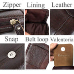 Valentoria Men's Belt Pouch Waist Fanny Packs Leather Purse Cellphone Holster Belt Waist Bag Pack for Phone and Money iPhone 7 Plus 6 Plus 8 Plus X Max Galaxy S8 S9 Plus S7 S6 Edge (Horizontal-Brown)