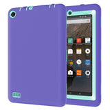 Hocase Fire 7 2015 Tablet Case - Shockproof Raised Edges Screen Protection Silicone Rubber Bumper Hard Protective Case For Amazon Fire 7 Tablet (For 2015 5th Generation Only) - Purple / Teal Green