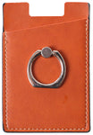 ARASO PU Leather Cell Phone Card Holder with Ring Grip Stand, Adhesive Sticker Back Slim Stick On Card ID Holder Wallet for Cellphones (Brown)