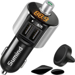 Sumind Car Bluetooth FM Transmitter, FM Radio Adapter Transmitter, 5V/ 3.4A Dual USB Ports Charger Compatible iPhone and Android Smartphones, Hands-free Calling, U-disk MP3 Player(Pattern 1)