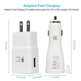 Sharko Adaptive Fast Charger Kit for Samsung Galaxy S7/S7 Edge/S6/Note5/4 /S3 (Wall Charger + Car Charger + 2 x Micro USB Cable) White (S7 Fast Charger Set)