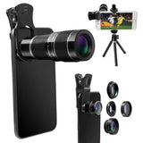 Phone-Lens-Kit with Tripod+Remote Shutter,6 in 1 Camera Lens for iPhone-18X Telephoto Lens+Wide Angle& Macro Lens+Fisheye+2X Lens+CPL, for Most Smart-Phone