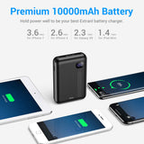 AINOPE Portable Charger 10000mAh, (Small) (LCD Display) (Powerful) 2 USB Outputs Portable Phone Charger, Power Bank/External Battery Pack/Battery Charger/Phone Backup, Perfect for Travel (Black)