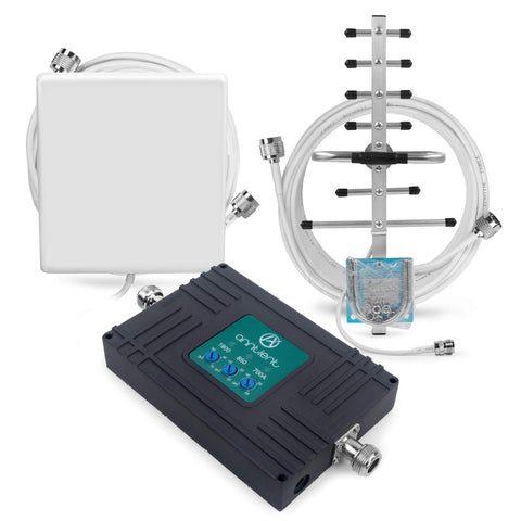 Cell Phone Signal Booster for AT&T T-Mobile GSM 3G 4G LTE - Boost Mobile Phone Signal for Home and Office - Tri-Band ATT700/850/1900MHz Band 2/5/12/17 Repeater kit with High Gain Panel/Yagi Antennas