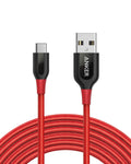 Anker Powerline+ USB-C to USB-A [10ft], Double-Braided Nylon Fast Charging Cable, for Samsung Galaxy S10/ S9 / S9+ / S8 / S8+ / Note 8, iPad Pro 2018, MacBook, LG V20 / G5 / G6, and More(Red)