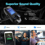 VicTsing Upgraded Bluetooth FM Transmitter for Car, Power Off Switch, Music Player Support USB Flash Drive /Micro SD Card /AUX Input, Wireless Radio Transmitter with 1.44'' Display, Dual USB - Black
