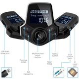 FM Transmitter for Car Audio Bluetooth Transmitter Adapter Receiver Wireless Handsfree Calling and Music Player Voltmeter Car Kit TF Card AUX 1.44 Display Input Output