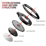 Phone Ring Holder Finger Kickstand - FITFORT 360° Rotation Metal Ring Grip for Magnetic Car Mount Compatible with All Smartphone-Gun Black