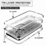 SKYLMW Case for iPhone XR,Shockproof Three Layer Protection Hard Plastic & Soft TPU Sturdy Armor Protective High Impact Resistant Cover for iPhone XR 2018(6.1 inch) for Men/Women/Girls/Boys,Clear