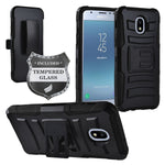 Z-GEN - Galaxy J3 2018 J3 Star/Achieve/Aura/Orbit, Sol3, Express Prime 3, Amp Prime 3, J3 V J3V 3rd Gen J337 - Holster Belt Clip Stand Case for Samsung + Tempered Glass Screen Protector - CV1 Black