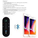 Bluetooth Car Speakphone, BTBSZ Sun Visor Multipoint Wireless Connection A2DP Streaming Bluetooth Car Kit Hands Free Talking and Driving Compatible with All Cars and Bluetooth Phones