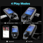 VicTsing Upgraded Bluetooth FM Transmitter for Car, Power Off Switch, Music Player Support USB Flash Drive /Micro SD Card /AUX Input, Wireless Radio Transmitter with 1.44'' Display, Dual USB - Black