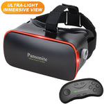 Pansonite 3D VR Glasses Virtual Reality Headset for Games & 3D Movies, Lightweight with Adjustable Pupil and Object Distance for iOS and Android Smartphone (Dark Blue with Controller)