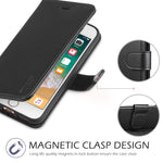 iPhone 8 Plus Wallet Case, iPhone 7 Plus Case, TUCCH Premium PU Leather Flip Folio Case with Card Slot, Stand Holder, Magnetic Closure [TPU Shockproof Interior Case] Compatible iPhone 7/8 Plus, Black