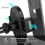 X-Doria Defense Helix Car Mount with RoboGrip, Wireless Car Charger, Air Vent Mounted, 10W Fast Charging for Apple iPhone, Galaxy, Google - Robotic arm with Sensor, one Hand Operation