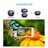 VicTsing Phone Camera Lens, 180° Fisheye Lens+0.65X Wide Angle Lens & 10X Macro Lens (Screwed Together), Clip on Cell Phone Lens Kits Compatible with iPhone 8/7/6s, Most Android and Smart Phone