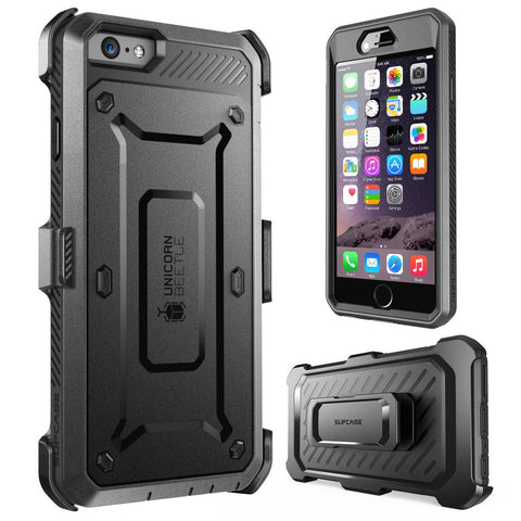 iPhone 6S Case, SUPCASE Apple IPhone 6 Case / 6S 4.7 Inch display [Unicorn Beetle Pro] Rugged Holster Cover with Builtin Screen Protector (Black/Black)