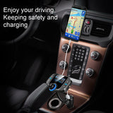 Sumind Wireless Radio Adapter, Car Bluetooth Fm Transmitter, Bluetooth Car Transmitter 1.7 Inch Display, QC3.0/2.4A Dual USB Ports, AUX Output, Mp3 Player with Magnetic Mount and Plate