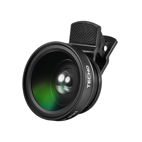 TECHO Universal Professional HD Camera Lens Kit for iPhone X / 8 / 8 Plus / 7 / 6s, Cellphone (0.45x Super Wide Angle Lens, 12.5x Super Macro Lens)