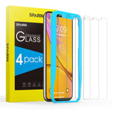 SPARIN Screen Protector for iPhone XR, [4 Pack] Tempered Glass Screen Protector for iPhone XR (6.1 Inch,2018 Release) - Alignment Frame/High Definition/Easy Installation