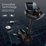 FM Transmitter for Car Audio Bluetooth Transmitter Adapter Receiver Wireless Handsfree Calling and Music Player Voltmeter Car Kit TF Card AUX 1.44 Display Input Output