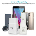 Sharko Adaptive Fast Charger Kit for Samsung Galaxy S7/S7 Edge/S6/Note5/4 /S3 (Wall Charger + Car Charger + 2 x Micro USB Cable) White (S7 Fast Charger Set)