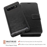 AMOVO Case for Galaxy S10 Plus/S10+ (6.4’’) [2 in 1] Samsung Galaxy S10 Plus Wallet Case Detachable [Vegan Leather] [Wrist Strap] S10+ Flip Case with Gift Box Package (S10Plus (6.4'') Black)