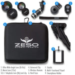 Camera Lens Kit by Coral Entertainments | Professional Telephoto, Macro & Wide Angle Lenses | Tripod and Selfie Remote Control | for iPhone, Samsung, iPads, Tablets | Hard Case & Universal Clip