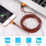 Phone Charger Founus Fast Charging Cable 6FT 3 Pack Nylon Braided High Speed Charging Cord Compatible with iPhone XS X 8 8 Plus 7 7 Plus 6s 6s Plus 6 6 Plus iPad iPod Nano-(Blue,Orange,Green)