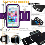 iPhone & Phone Armband Running Workout Holder for iPhone Xs Max, XR, 8 Plus,7 Plus,6s Plus, Samsung Galaxy S9+/ Note9, LG, Pixel, MOTO, with their CASE on, Fitness Gym Gear for sports, exercise-Purple