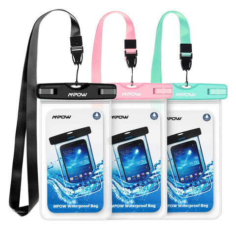 Mpow 024 Waterproof Case, Universal IPX8 Waterproof Phone Pouch Underwater Protective Dry Bag Compatible iPhone Xs Max/XS/XR/X/8/8P, Galaxy S9/S9P/, Google Pixel/HTC up to 6.5" (Pink Blue Black)