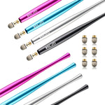 ELZO Capacitive Stylus Pens Premium Metal Slim Combo 4 Pcs with 6 Replacement Nanofiber Tips for Touch Screen Tablets Asus/Surface/Samsung/iPhone/iPad/LG and More (Black, Silver, Light Blue&Rose Red)