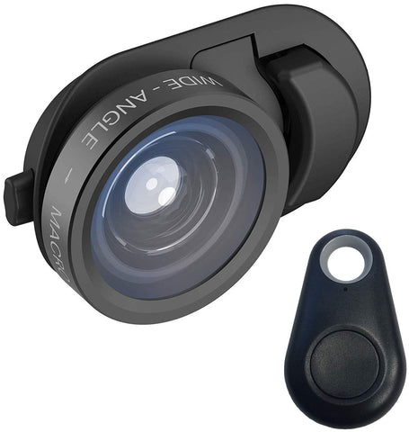 olloclip Multi-Device Clip with 2-in-1 Essential Lens Kit Includes Wide Angle + Macro Lenses - Compatible with iPhone, Pixel and Samsung Galaxy Smartphones + Selfie Bluetooth Remote Shutter