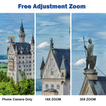 30X Cell Phone Camera Lens, 4 in 1 HD Phone Photography Lens Kit - 18X-30X Zoom Monocular Telephoto Lens - Remote Shutter & Flexible Phone Tripod, Wide Angle, Fisheye & Macro Lens for Smartphones