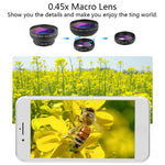 Cell Phone Camera Lens 2 in 1 Clip-on Lens Kit 0.45X Super Wide Angle & 12.5X Macro Phone Camera Lens for iPhone 8 7 6s 6 Plus 5s Samsung Android & Most Smartphones Black