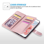 ULAK Flip Wallet Case for iPhone 8 Plus/iPhone 7 Plus, PU Leather Case with Multi Credit Card Holders Pockets Folio Magnetic Closure Cover for Apple iPhone 7 Plus/ 8 Plus, Rose Gold/Minimal Stripes