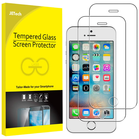 JETech Screen Protector for iPhone SE 5s 5c 5, Tempered Glass Film, 2-Pack