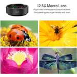 Jisusu for iPhone Lens, 0.45x Wide Angle Lens,230°Fisheye Lens & 12.5X Macro Lens (Screwed Together) 3 in1,Clips-On Cell Phone Lens Kit for iPhone/Samsung/Android/Most Smartphones and Tablets